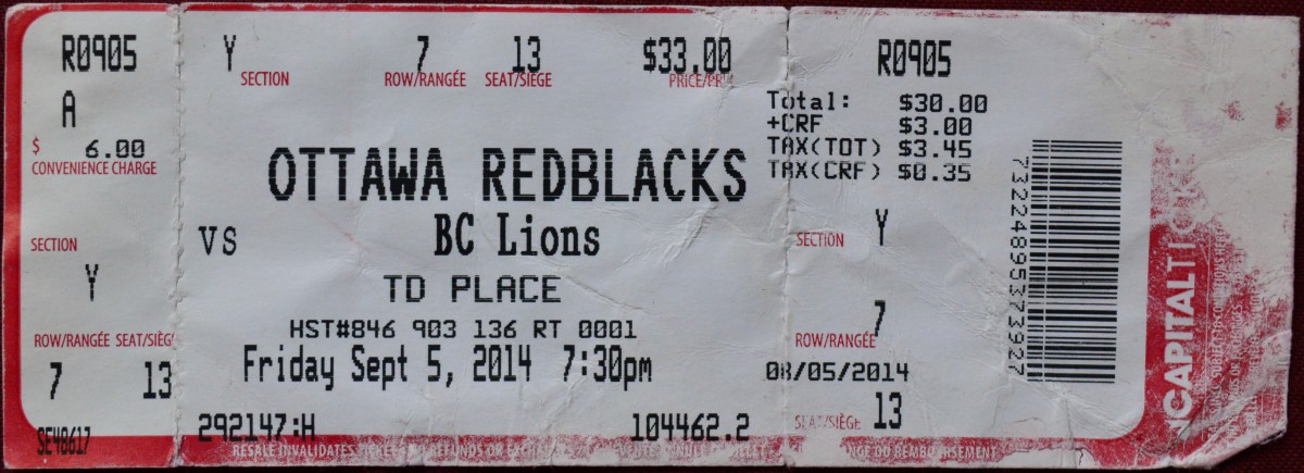 090514 Redblacks vs Lions, Ottawa,&nbsp;ON