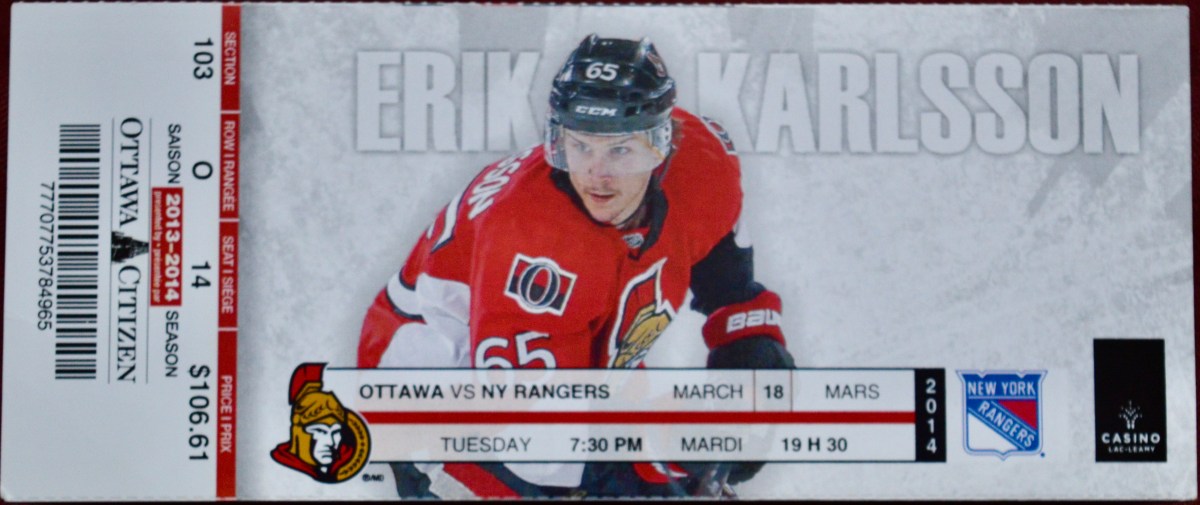 031814 Senators vs Rangers, Ottawa,&nbsp;ON