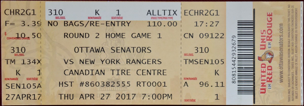 042717 Senators vs Rangers, Ottawa,&nbsp;ON