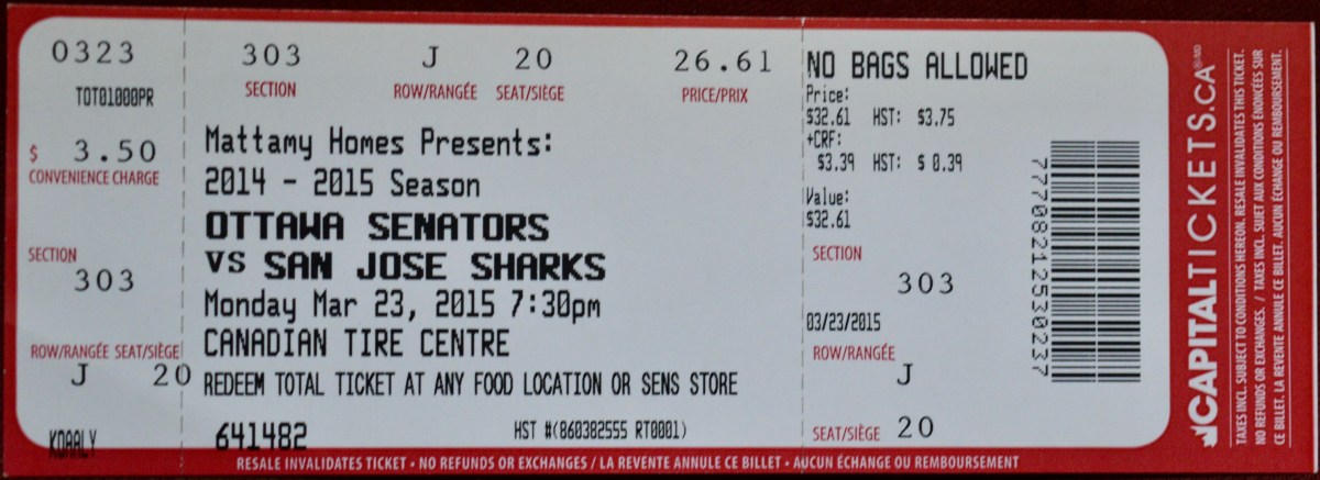 032315 Senators vs Sharks, Ottawa,&nbsp;ON