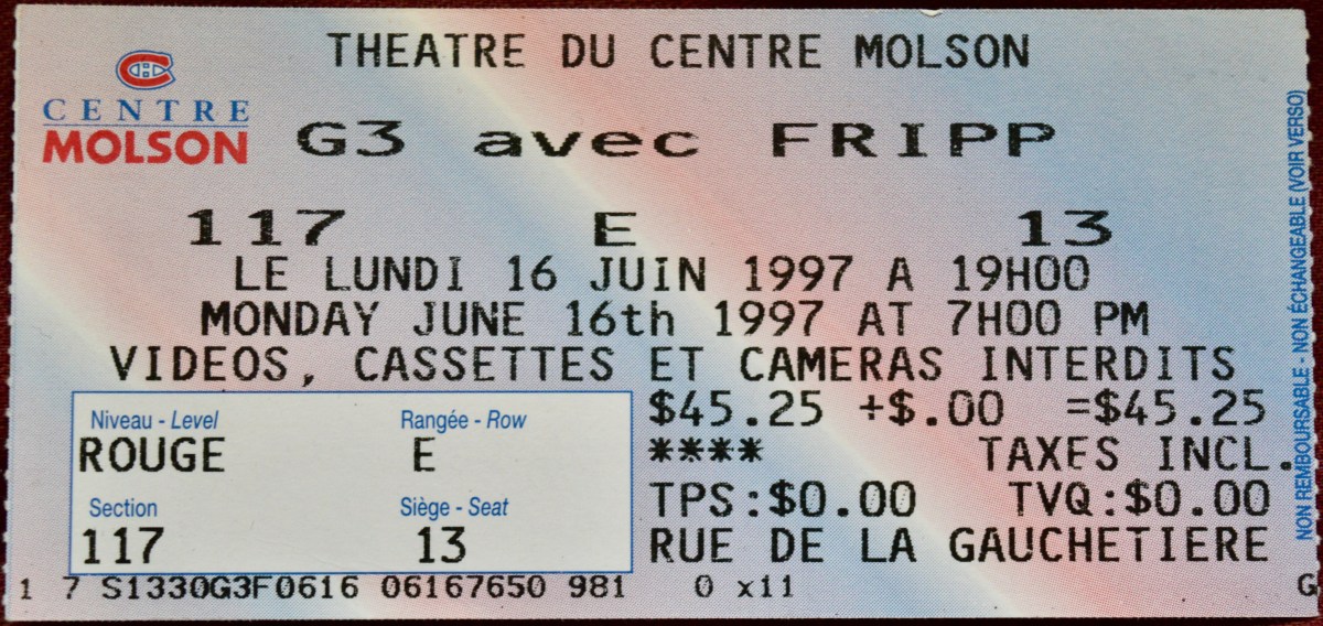061697 G3: Steve Vai/Joe Satriani/Michel Cusson/Robert Fripp, Montreal,&nbsp;QC