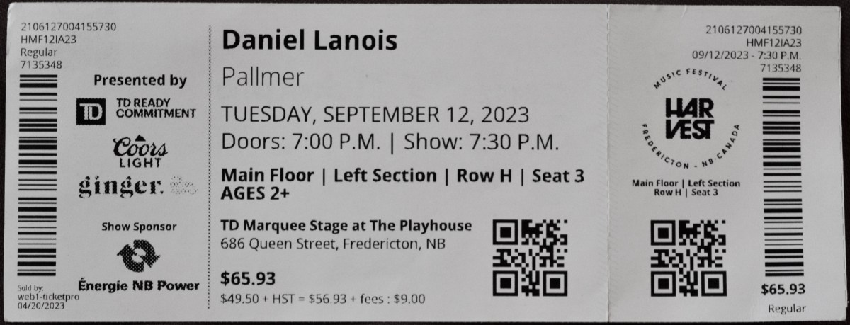 091223 Daniel Lanois/Pallmer, Fredericton,&nbsp;NB